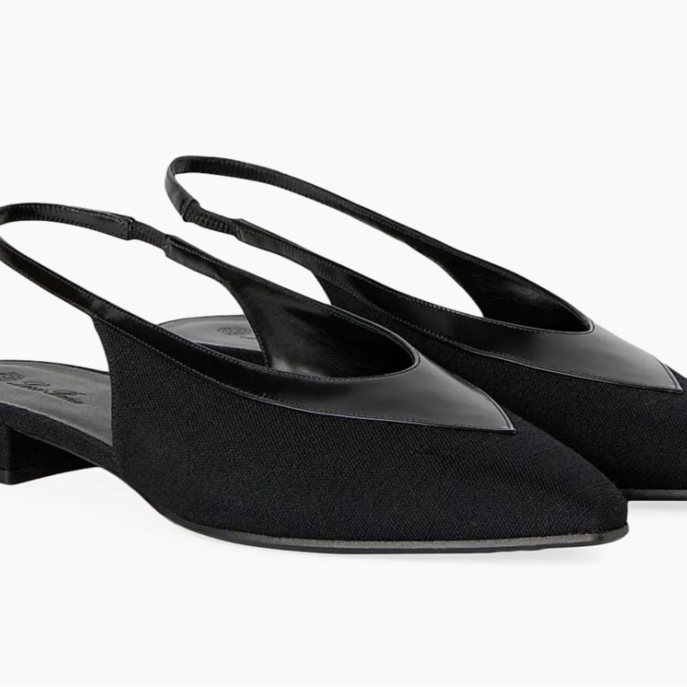 *Never Worn* Loro Piana - Black Rebecca Wool and Leather Trim Slingbacks